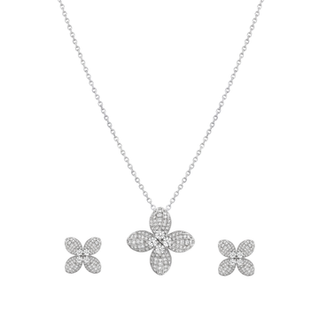 Radiance: Floral Pendant & Stud Earrings Set in Sterling Silver