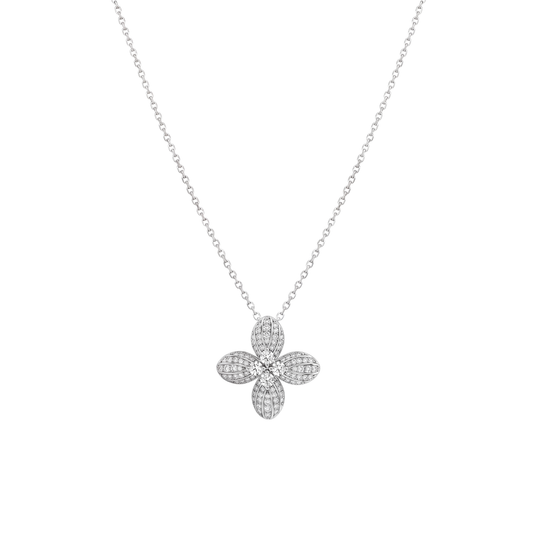 Radiance: Floral Pendant & Stud Earrings Set in 925 Sterling Silver