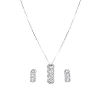 The Sterling Art Deco Emerald-Cut Halo Pendant Set in 925 Sterling Silver