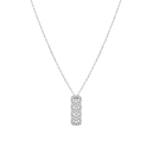 The Sterling Art Deco Emerald-Cut Halo Pendant Set in 925 Sterling Silver