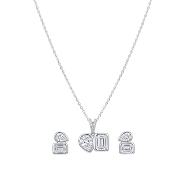 Offset: Mixed-Cut Pendant & Stud Earrings Set in Sterling Silver