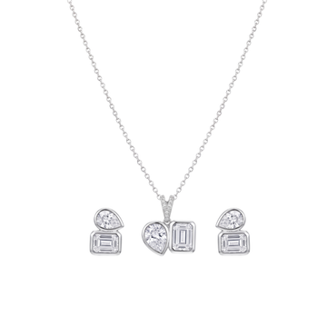 Offset: Mixed-Cut Pendant & Stud Earrings Set in 925 Sterling Silver