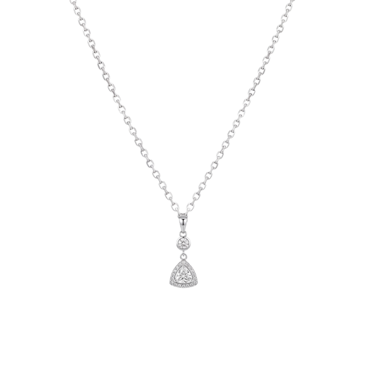Vesper: Trillion Halo Pendant & Stud Earrings Set in 925 Sterling Silver