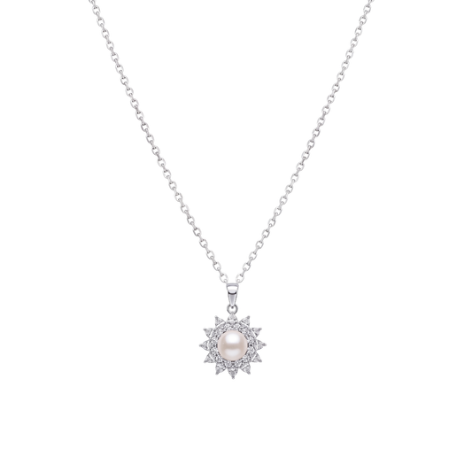 Starbloom: Pearl Starburst Pendant & Stud Earrings Set in 925 Sterling Silver
