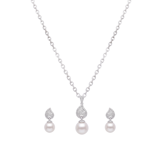 Perlisse: Pearl Drop Pendant Necklace in 925 Sterling Silver