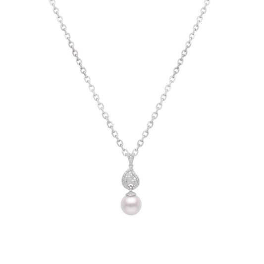 Perlisse: Pearl Drop Pendant Necklace in 925 Sterling Silver