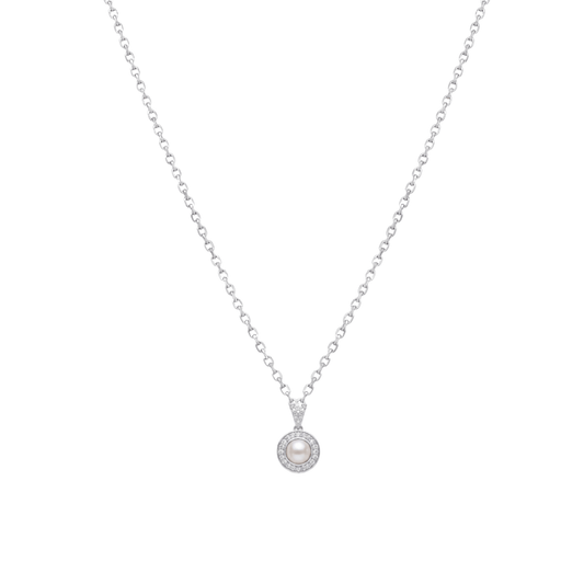 Elegant Pearl Halo Pendant Set