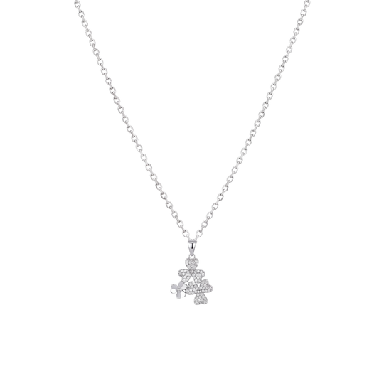 Whimsy: Heart & Floral Cluster Pendant & Stud Earrings Set in 925 Sterling Silver