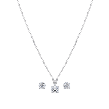 Classic Solitaire Diamond Pendant Set