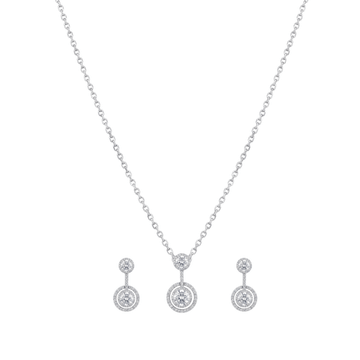 Radiant Double Halo Diamond Pendant Set