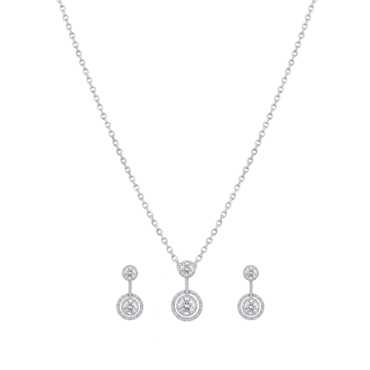 Radiant Double Halo Diamond Pendant Set