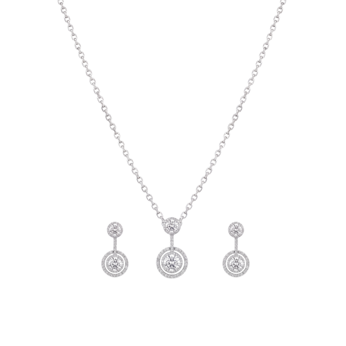 Serelle: Halo Solitaire Drop Stud Earrings in 925 Sterling Silver