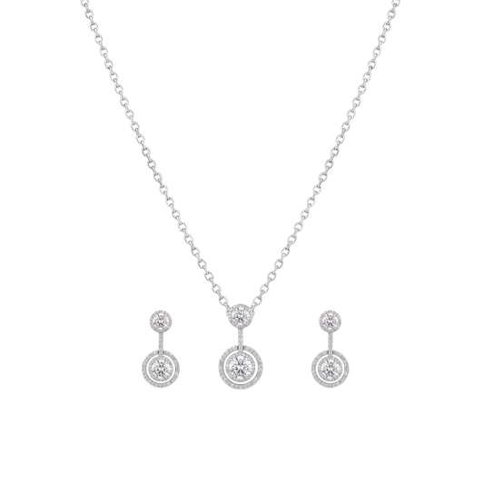 Serelle: Halo Solitaire Drop Stud Earrings in 925 Sterling Silver