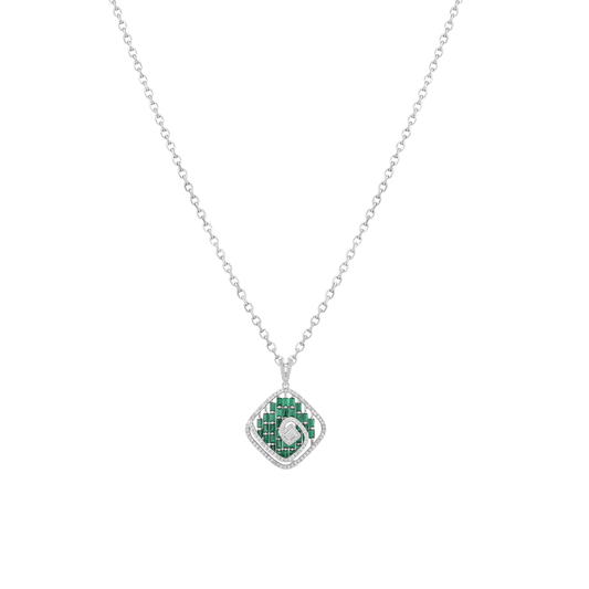Secret Garden: Green Crystal Pendant & Earrings Set in 925 Sterling Silver