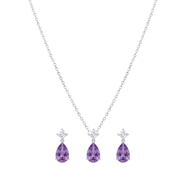 The Sterling Amethyst Teardrop Pendant Set