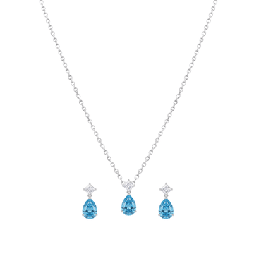 Dazzling Blue Teardrop Gemstone Pendant Set