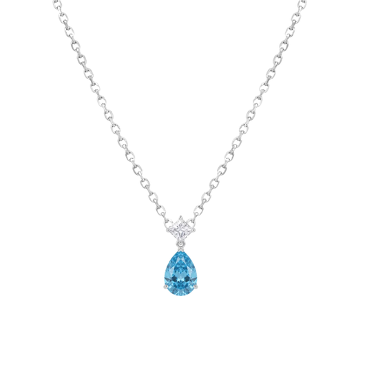Belviane: Blue Topaz Pendant Necklace in 925 Sterling Silver