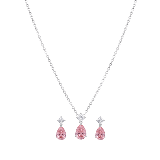 The Sterling Blush Teardrop Pendant Set