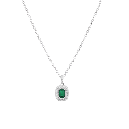 The Heiress: Emerald-Cut Crystal Halo Jewellery Set in 925 Sterling Silver