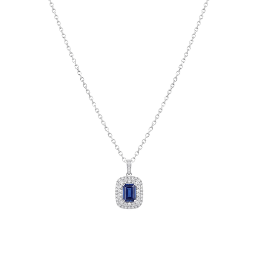 Daydreamer: Emerald-Cut Crystal Pendant & Stud Earrings Set in 925 Sterling Silver