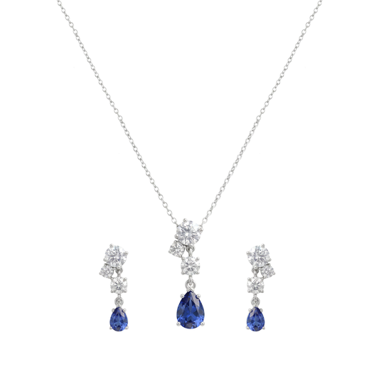 Cascading Blue Sapphire Drop Set