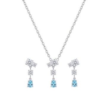 Clear Skies: Blue Topaz Pendant & Drop Earrings Set in 925 Sterling Silver