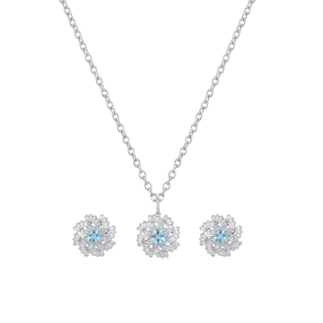 Whirlwind: Blue Topaz Pendant & Stud Earrings Set in 925 Sterling Silver