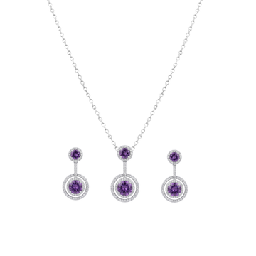 Serelle: Amethyst Pendant & Stud Earrings Set in 925 Sterling Silver