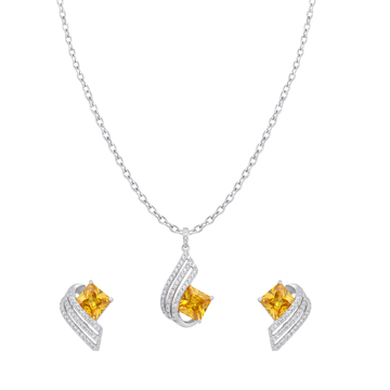 Radiant Yellow Gemstone Pendant Set