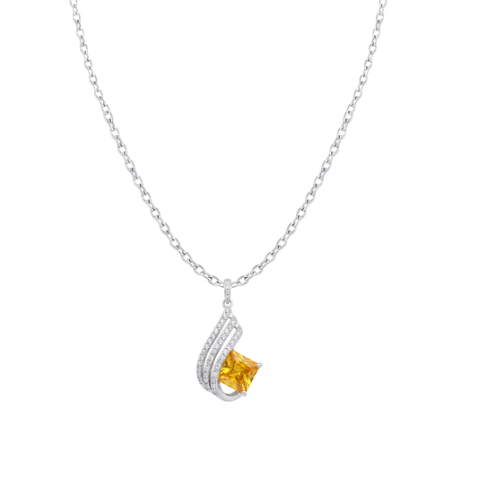 Radiant Yellow Gemstone Pendant Set