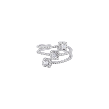 Cascading Triple-Tier Square Diamond Ring