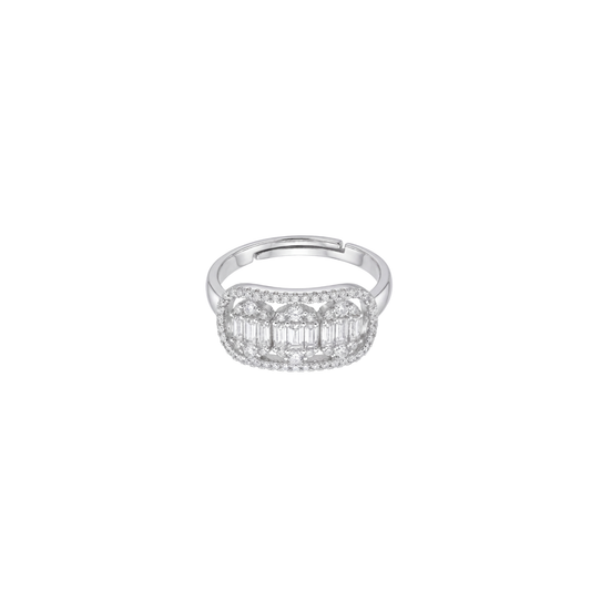 Statement Triple Baguette Halo Ring