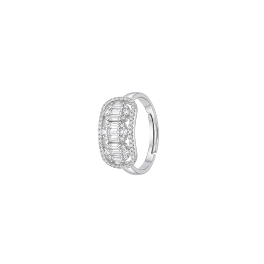 Statement Triple Baguette Halo Ring