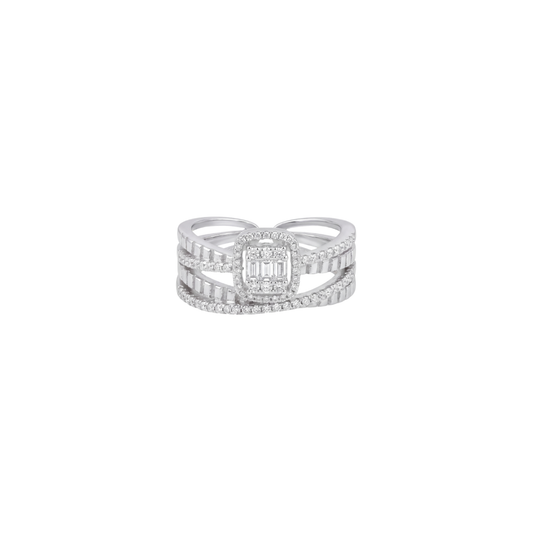 Chic Triple-Band Baguette Diamond Ring
