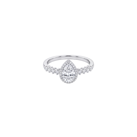Elegant Pear Cut Halo Diamond Ring