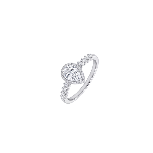Elegant Pear Cut Halo Diamond Ring