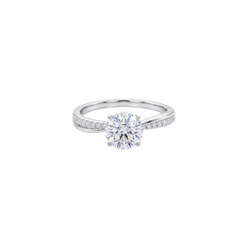 Sparkling Pave Accent Solitaire Ring