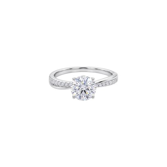 Sparkling Pave Accent Solitaire Ring