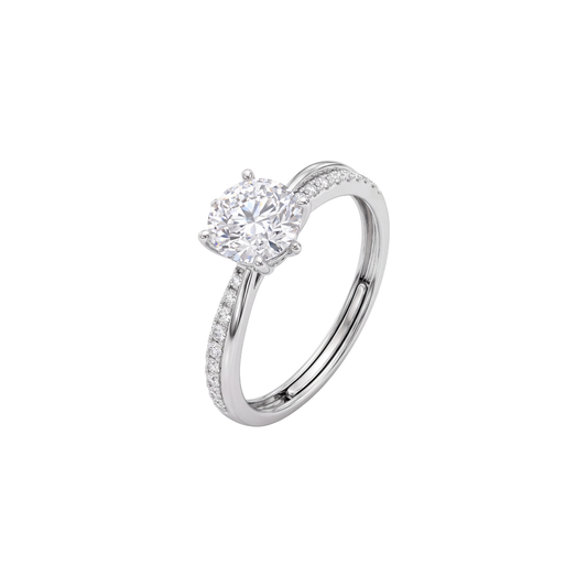Sparkling Pave Accent Solitaire Ring