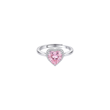 Sparkling Pink Heart Halo Diamond Ring