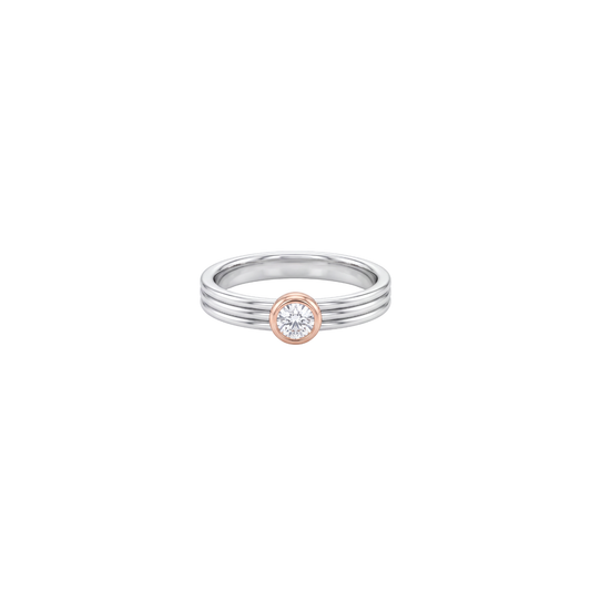 Two-Tone Multi-Band Bezel Diamond Ring