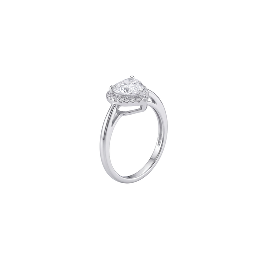 Romantic Heart-Shaped Halo Diamond Ring