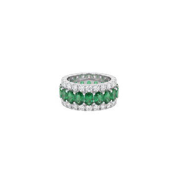 Emerald Embrace: Emerald Eternity Ring in 925 Sterling Silver