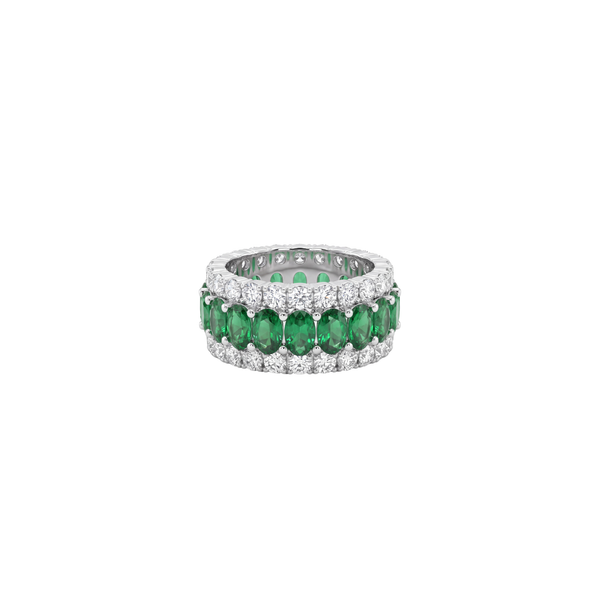Emerald Embrace: Emerald Eternity Ring in 925 Sterling Silver
