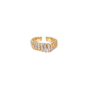 Rogue: Sculptural Pave Open Ring in Gold Vermeil 925 Sterling Silver