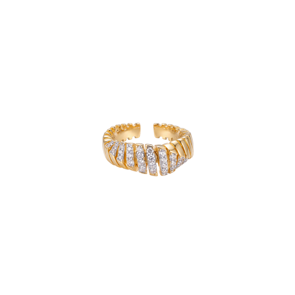 Rogue: Sculptural Pave Open Ring in Gold Vermeil 925 Sterling Silver
