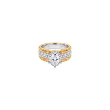 Amarielle: Solitaire Ribbed Ring in Gold Vermeil 925 Sterling Silver