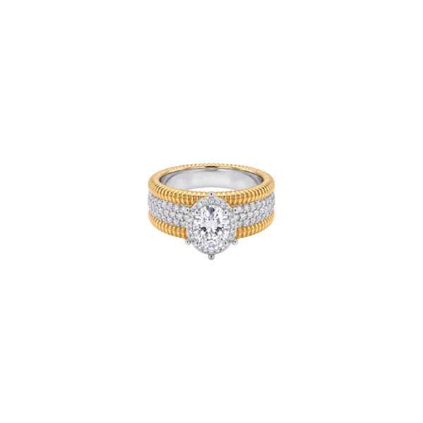 Amarielle: Solitaire Ribbed Ring in Gold Vermeil 925 Sterling Silver