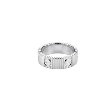 Fortitude: Ribbed Screw Band Ring in 925 Sterling Silver