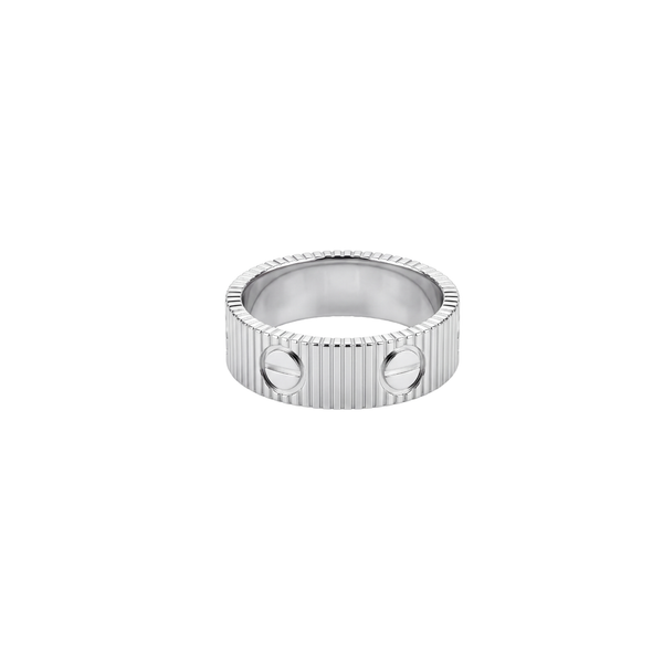 Fortitude: Ribbed Screw Band Ring in 925 Sterling Silver